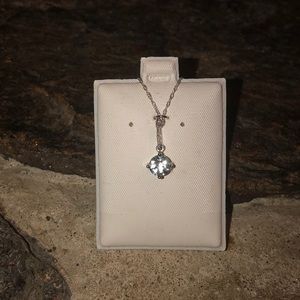 10kt White Gold 1.2ctw Round Aquamarine Pendant